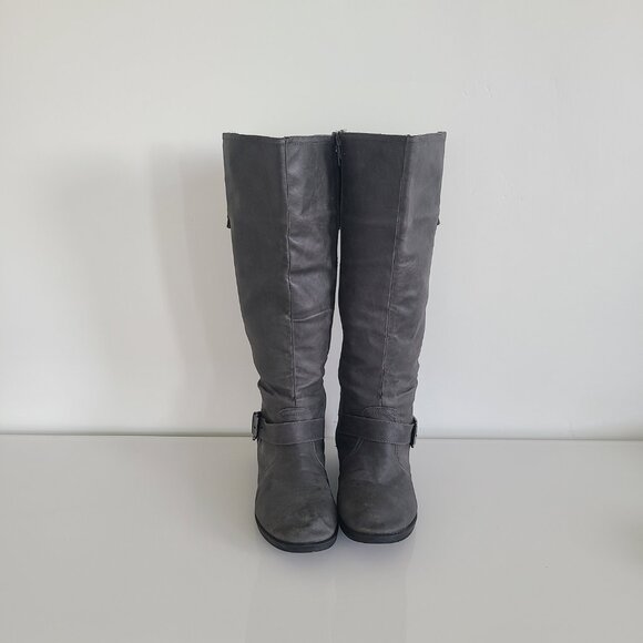 Gray Knee-High Boots Aztec Lining Double Zip Women’s 6.5 - Picture 7 of 16